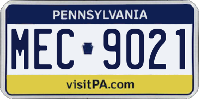 PA license plate MEC9021