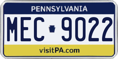 PA license plate MEC9022