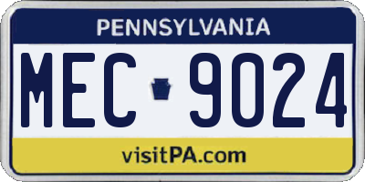 PA license plate MEC9024