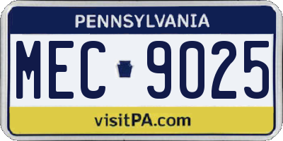 PA license plate MEC9025