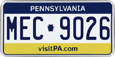 PA license plate MEC9026