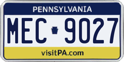 PA license plate MEC9027