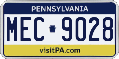 PA license plate MEC9028