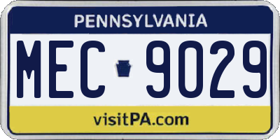 PA license plate MEC9029