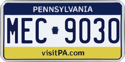 PA license plate MEC9030