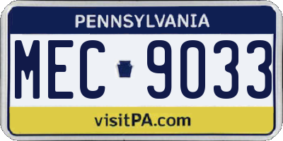 PA license plate MEC9033