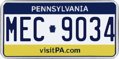 PA license plate MEC9034