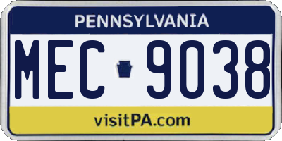 PA license plate MEC9038
