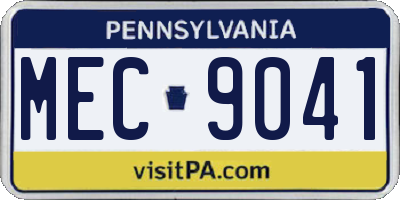 PA license plate MEC9041