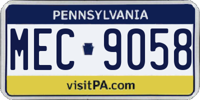 PA license plate MEC9058