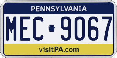 PA license plate MEC9067