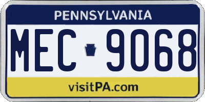 PA license plate MEC9068