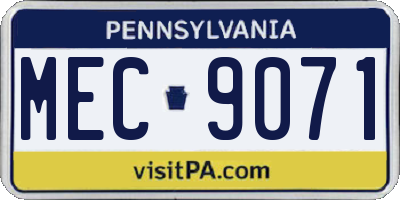 PA license plate MEC9071