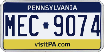 PA license plate MEC9074