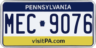 PA license plate MEC9076