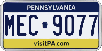 PA license plate MEC9077