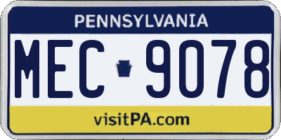 PA license plate MEC9078