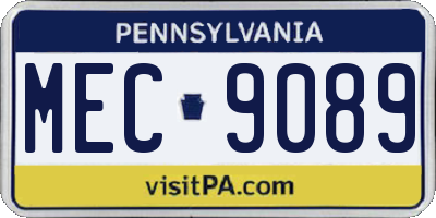 PA license plate MEC9089