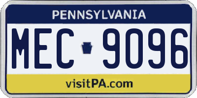 PA license plate MEC9096