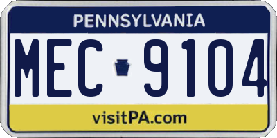 PA license plate MEC9104