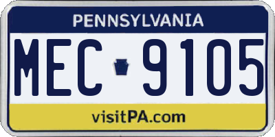 PA license plate MEC9105