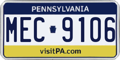 PA license plate MEC9106
