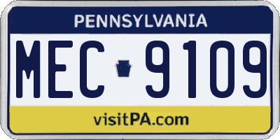 PA license plate MEC9109