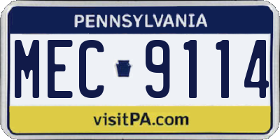 PA license plate MEC9114