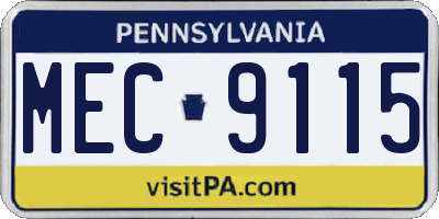 PA license plate MEC9115