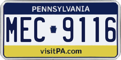 PA license plate MEC9116