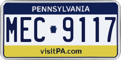 PA license plate MEC9117
