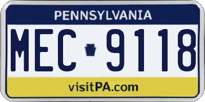PA license plate MEC9118