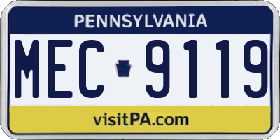PA license plate MEC9119
