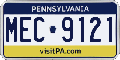 PA license plate MEC9121