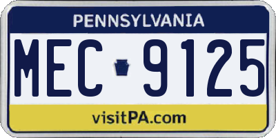 PA license plate MEC9125