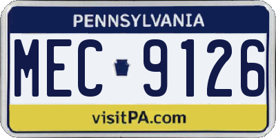PA license plate MEC9126