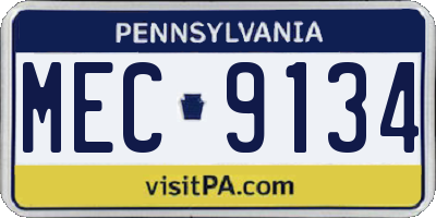 PA license plate MEC9134