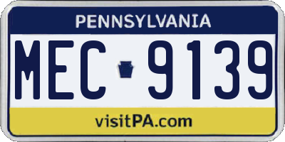 PA license plate MEC9139