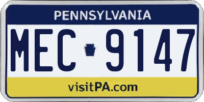 PA license plate MEC9147