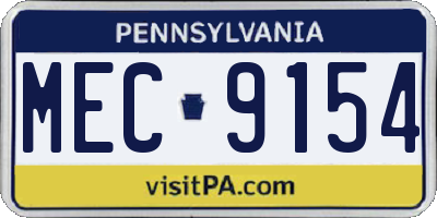 PA license plate MEC9154