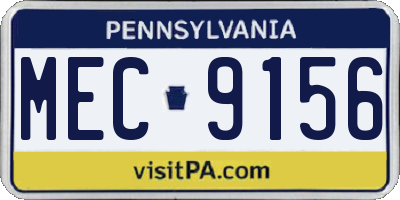 PA license plate MEC9156