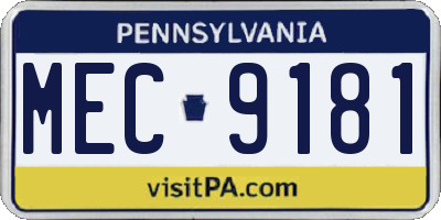 PA license plate MEC9181