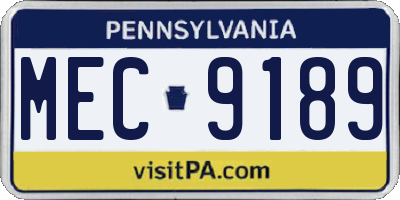 PA license plate MEC9189