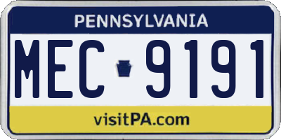 PA license plate MEC9191