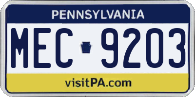 PA license plate MEC9203