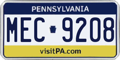 PA license plate MEC9208