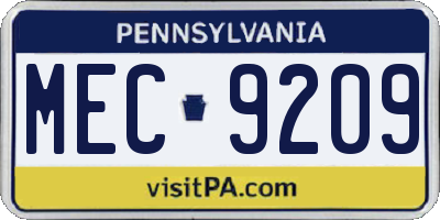 PA license plate MEC9209