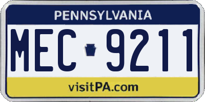 PA license plate MEC9211