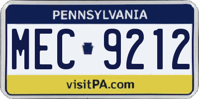 PA license plate MEC9212