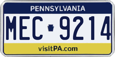 PA license plate MEC9214